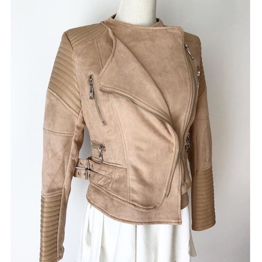 HP🎉 + White Fox Boutique Nude Bessy Biker Jacket - Picture 3 of 16